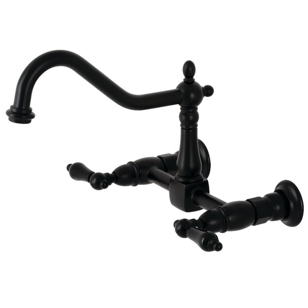 KS1240PKL Duchess 2-Handle Wall Mount Bridge Kitchen Faucet, Matte Blk